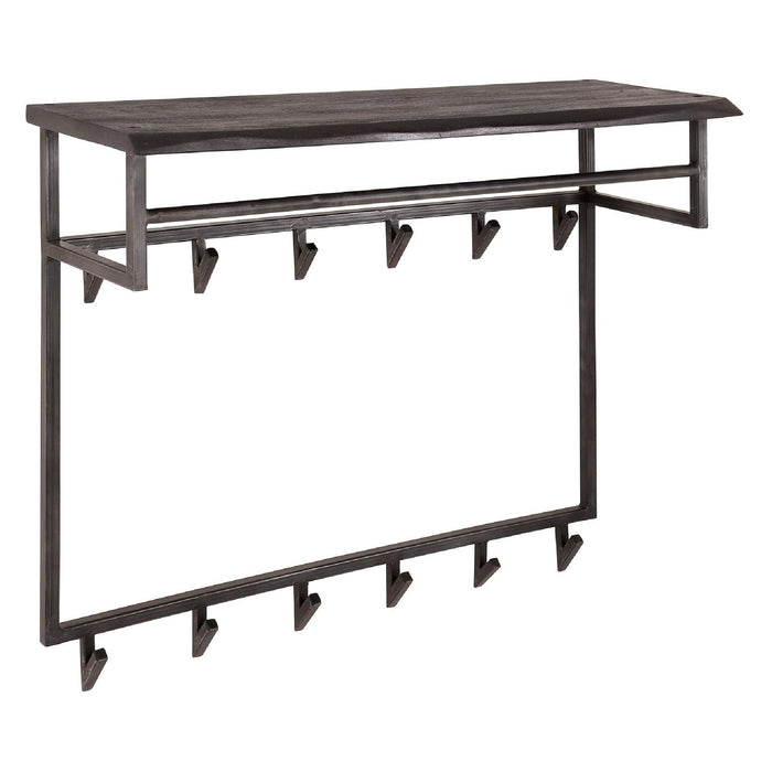 Nest of Nora Kapstok wandmodel met hoedenplank 12 haken - Acaciahout - Zwart