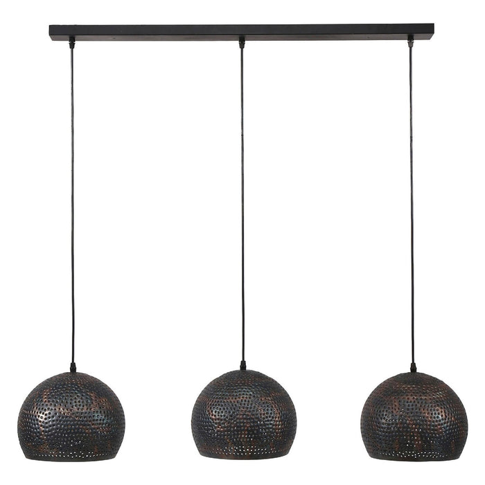 Nest of Nora Hanglamp Riom - 3-lichts industriele eettafellamp - E27 - Zwart bruin