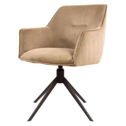 Set van 2 Nest of Nora Nika Eetkamerstoelen met armleuning - Draaibaar - Velours champagne