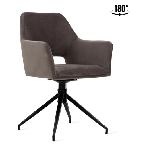 Set van 2 - Nest of Nora Draaibare eetkamerstoelen met armleuningen Savi - Velvet - Grijs