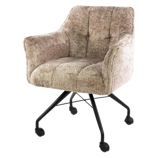 Set van 2 Nest of Nora Eetkamerstoelen Elda met armleuning en wieltjes - Alura zand
