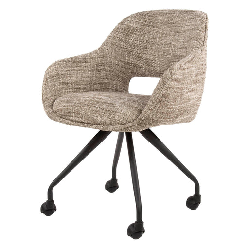 Set van 2 - Nest of Nora Eetkamerstoelen Tamo met armleuning, draaibaar en op wieltjes - Zand