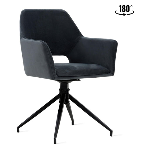 Set van 2 - Nest of Nora Draaibare eetkamerstoelen met armleuningen Savi - Velvet - Antraciet