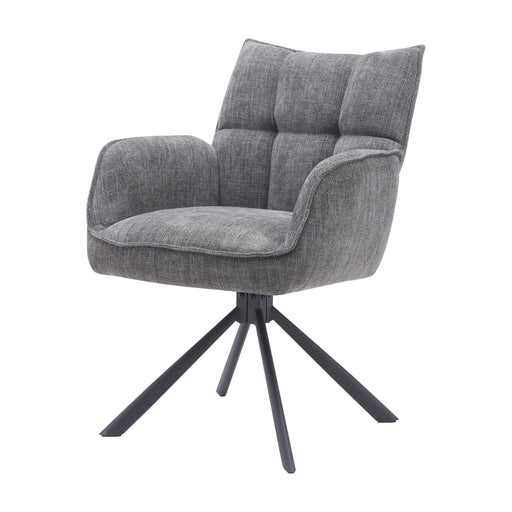 Set van 2 - Nest of Nora Eetkamerstoelen Nena met armleuning draaibaar - Chenille - Grafiet