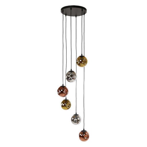Nest of Nora Hanglamp Rina - 6-lichts getrapte eettafellamp - Zwart