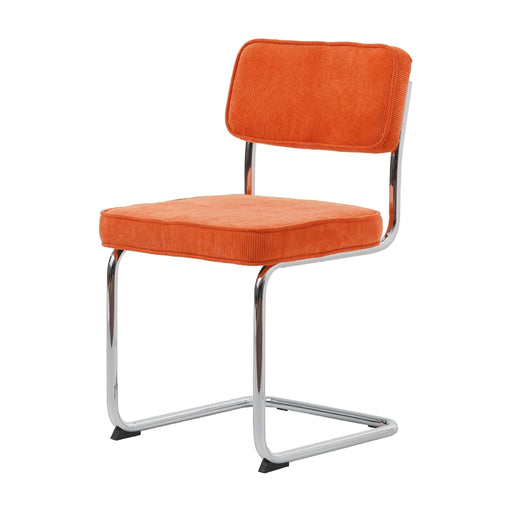 Set van 4 - Nest of Nora Eetkamerstoelen Adam - Ribstof met chroom poten - Oranje