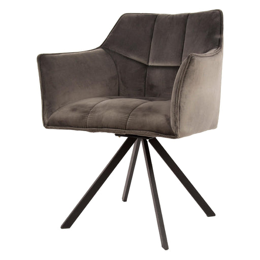 Set van 2 - Nest of Nora Eetkamerstoelen Elda - Met armleuning en draaibaar - Velours antraciet