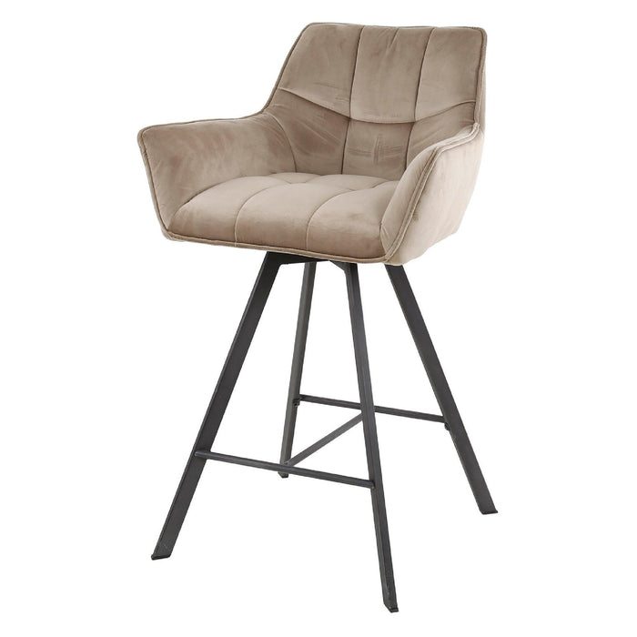 Set van 2 - Nest of Nora Barstoelen Elda - Draaibaar en met armleuning - Champagne velvet