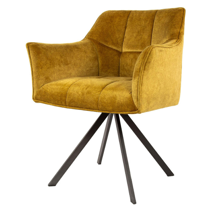 Set van 2 - Nest of Nora Eetkamerstoelen Elda - Met armleuning en draaibaar - Velours goud