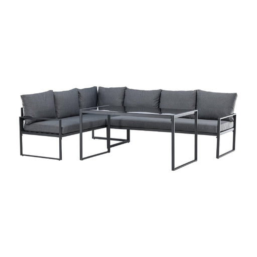 Nest of Nora Hoek loungeset tuin - Met glazen tafel - Zwart/Grijs