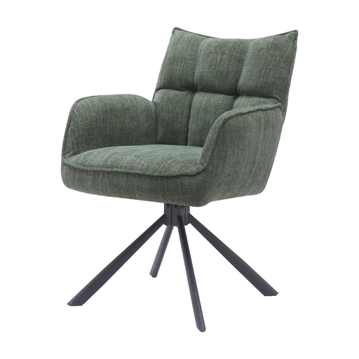 Set van 2 - Nest of Nora Draaibare eetkamerstoelen met armleuningen Nena - Chenille - Bosgroen