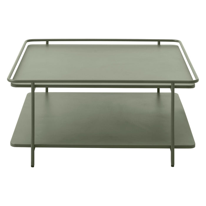 Nest of Nora Salontafel vierkant met onderblad 75x75 cm - Metaal - Olijfgroen