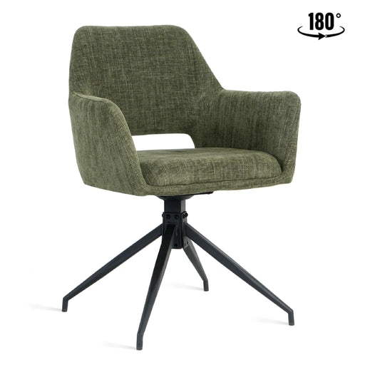 Set van 2 - Nest of Nora Draaibare eetkamerstoelen met armleuningen Savi - Stof - Groen