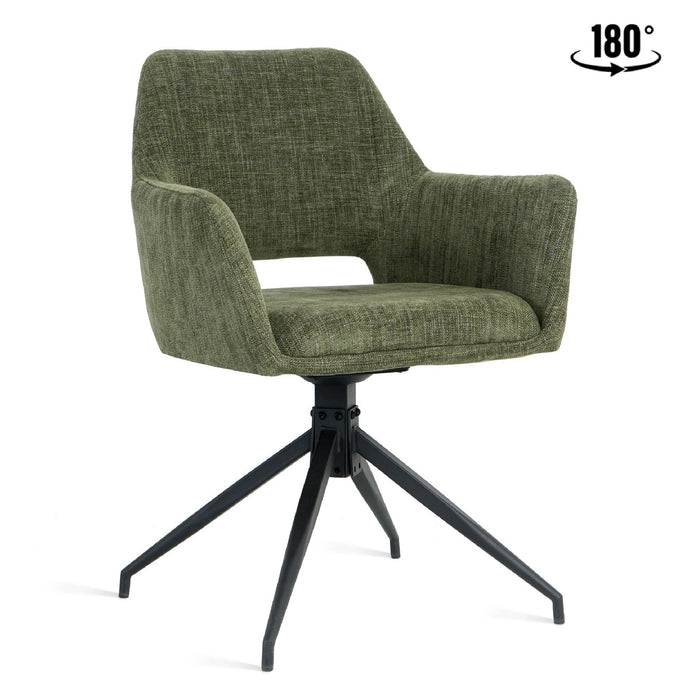 Set van 2 - Nest of Nora Draaibare eetkamerstoelen met armleuningen Savi - Stof - Groen