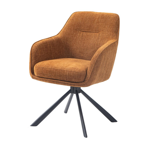 Set van 2 Nest of Nora Eetkamerstoelen Mavi draaibaar met armleuning chenille roest