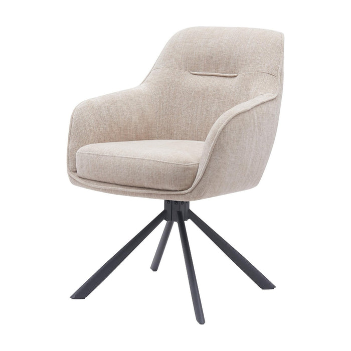 Set van 2 - Nest of Nora Eetkamerstoelen Mavi - Draaibaar en met armleuning - Chenille - Linnen