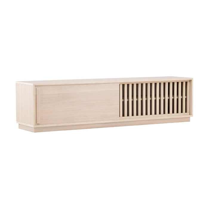 Nest of Nora Tv meubel Kaia met schuifdeur - Geribd design - Witwash