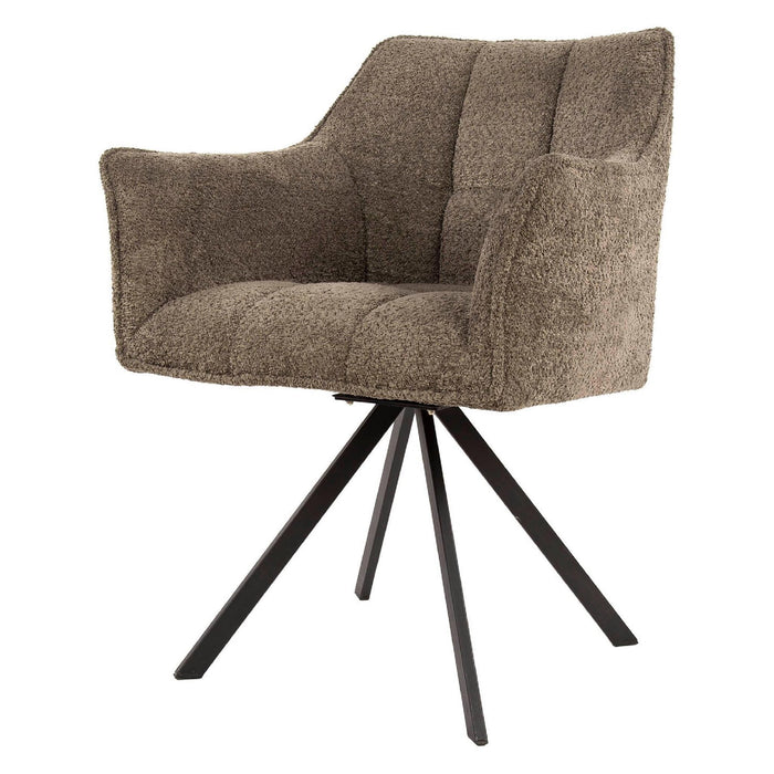 Set van 2 - Nest of Nora Elda Eetkamerstoelen - Met armleuning en draaibaar - Bouclé taupe