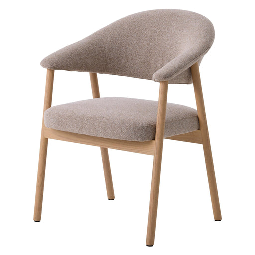 Set van 2 - Nest of Nora Eetkamerstoelen Niva met armleuningen - Wit pigmented eikenhouten poten - Beige