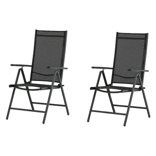 Set van 2 - Nest of Nora tuinstoelen inklapbaar met armleuningen - 5 standen - aluminium - zwart
