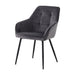 Set van 2 - Nest of Nora Eetkamerstoelen Zane met armleuning velvet - Zwarte poten - Donkergrijs