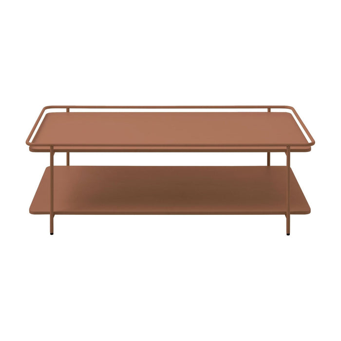 Nest of Nora Metalen salontafel rechthoekig - Met onderblad - 110x55 cm - Terracotta