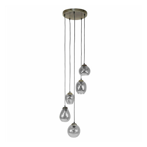 Nest of Nora Hanglamp Riko - 5-lichts getrapt design - Glas Ø18 cm - Chroom glas
