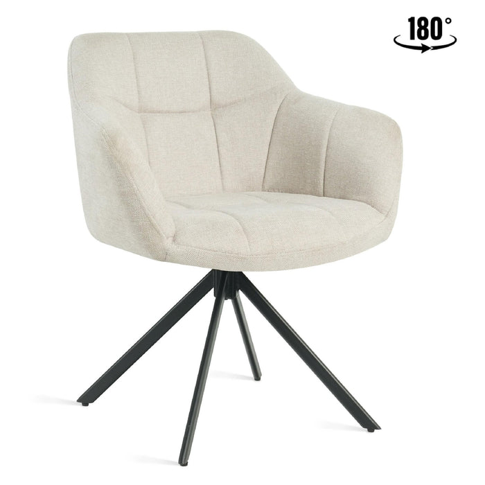 Nest of Nora Draaibare eetkamerstoel Lune - Linnen bekleding - Beige
