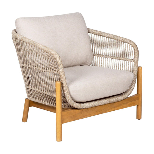 Nest of Nora Loungestoel met kussen - Acaciahout en touw - Bruin Beige