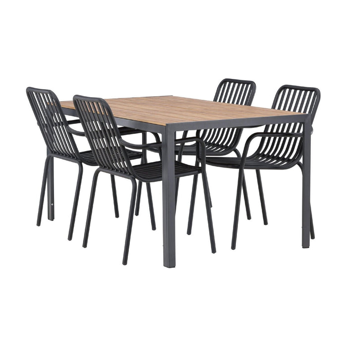 Nest of Nora Tuinset eettafel 4 personen 150x90 cm aluminium met armleuningen - Zwart