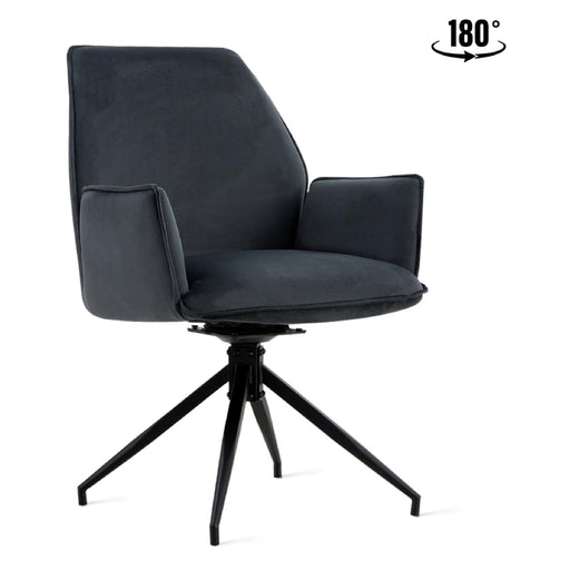 Set van 2 - Nest of Nora Draaibare eetkamerstoelen met armleuning Emmy - Antraciet velvet