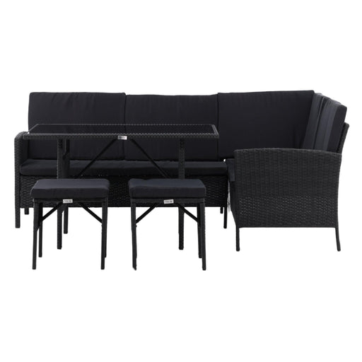 Nest of Nora Hoek loungeset Maven - met tafel en kussens - Kunstrotan - Zwart