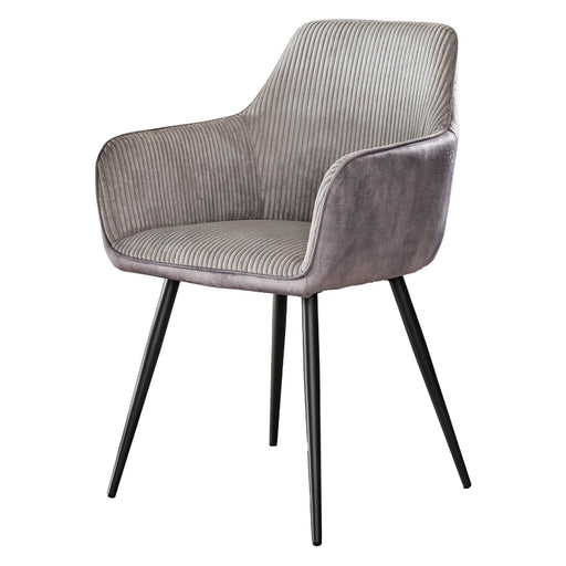 Set van 2 Nest of Nora eetkamerstoelen met armleuning - ribstof - grijs / zilver
