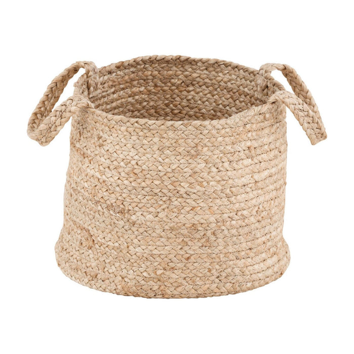 Nest of Nora Jute opbergmand rond met handvatten - Ø35x28 cm - Wit