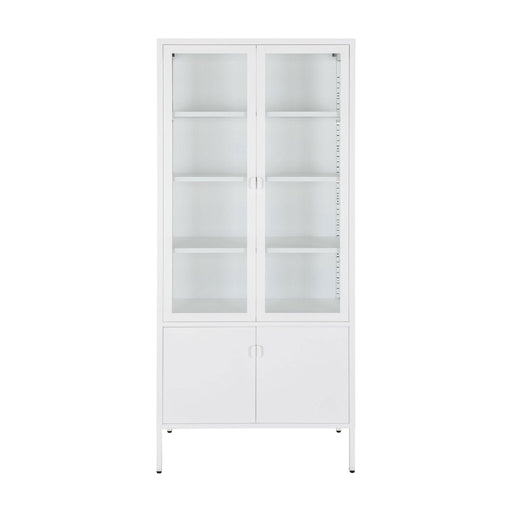 Nest of Nora Vitrinekast Ryka met 4 deuren - staal en glas - 80x35x180 cm - wit