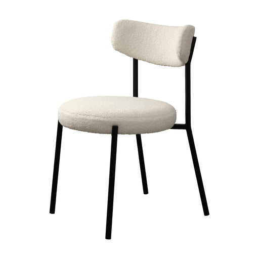 Set van 2 - Nest of Nora Eetkamerstoelen bouclé - Zwart metalen frame - Off-white
