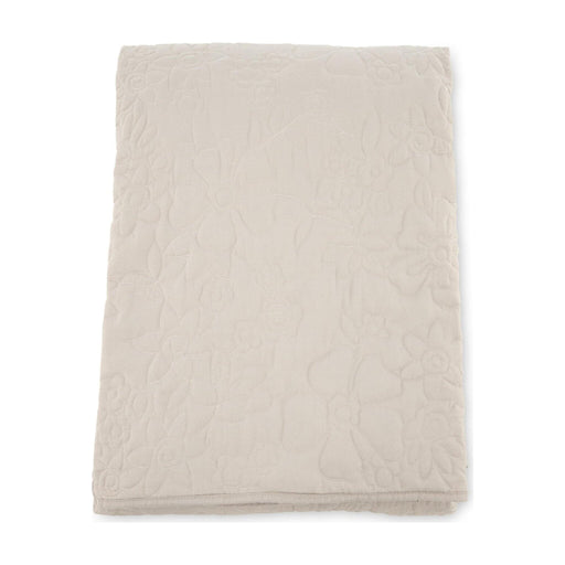 Nest of Nora Bedsprei microvezel 260x180 - Gestikt bloemmotief - Beige