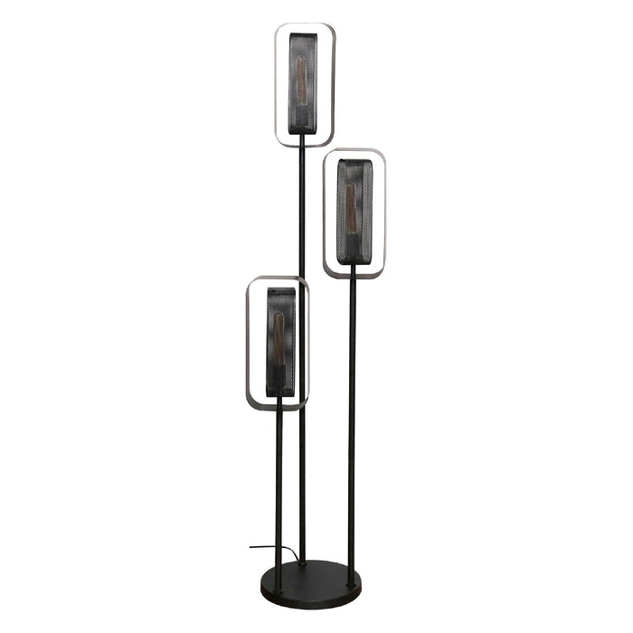 Nest of Nora Vloerlamp Tayla - 3-lichts getrapte vloerlamp - Mesh metaal - Zwart