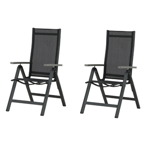 Set van 2 Nest of Nora tuinstoelen verstelbaar met armleuningen – aluminium en textileen – zwart