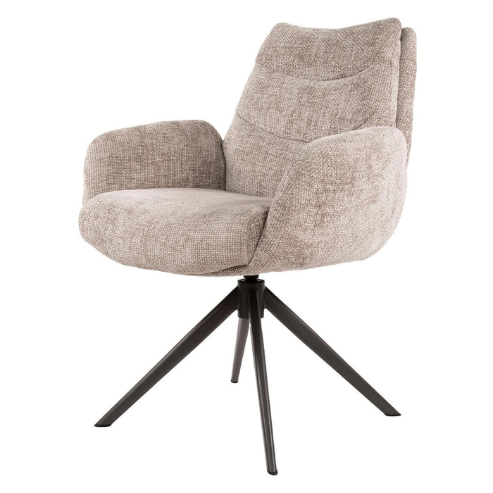 Set van 2 - Nest of Nora Eetkamerstoelen Sarvo - Met armleuningen draaibaar - Comfortabele zitting - Zand
