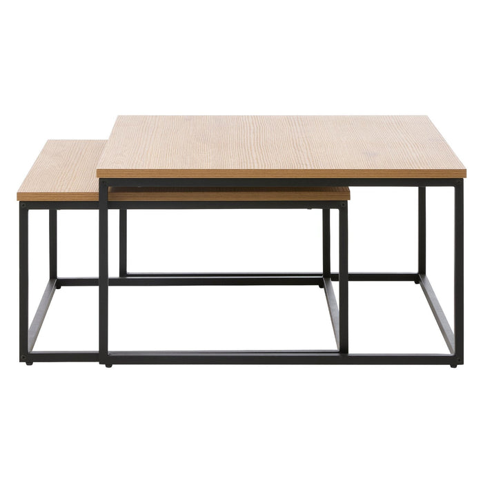 Nest of Nora Salontafel set van 2 Alma - Nestbaar - Eiken melamine met metalen poten - 75x75cm - Naturel