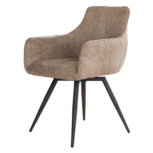 Set van 2 - Nest of Nora Eetkamerstoelen - Draaibaar en met armleuning - Bouclé zand