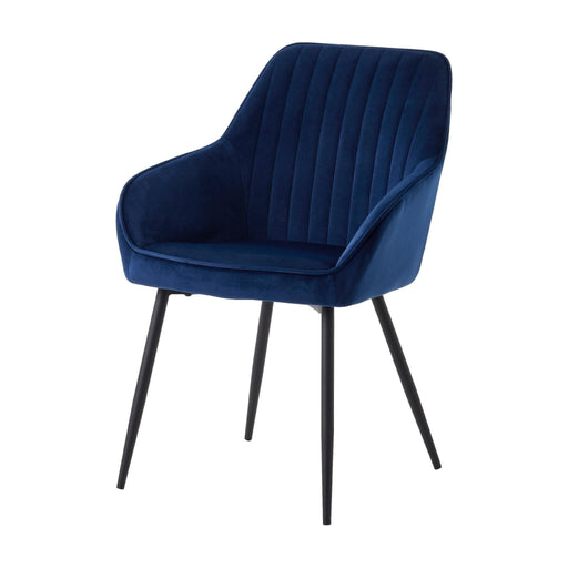 Set van 2 - Nest of Nora Eetkamerstoelen Zane met armleuningen - Fluweel - Blauw