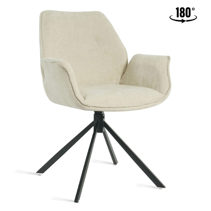 Set van 2 - Nest of Nora Draaibare eetkamerstoelen met armleuning Livia - Beige
