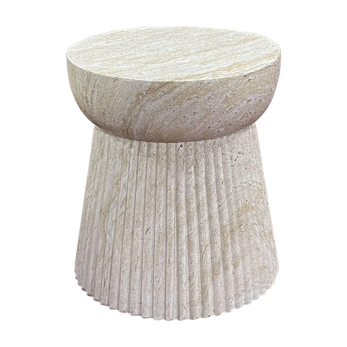 Nest of Nora Bijzettafel rond ø37x43 cm - Geribbelde steen - Natural