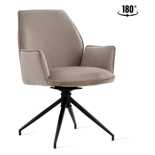 Set van 2 - Nest of Nora Draaibare eetkamerstoelen met armleuning Emmy - Taupe velvet