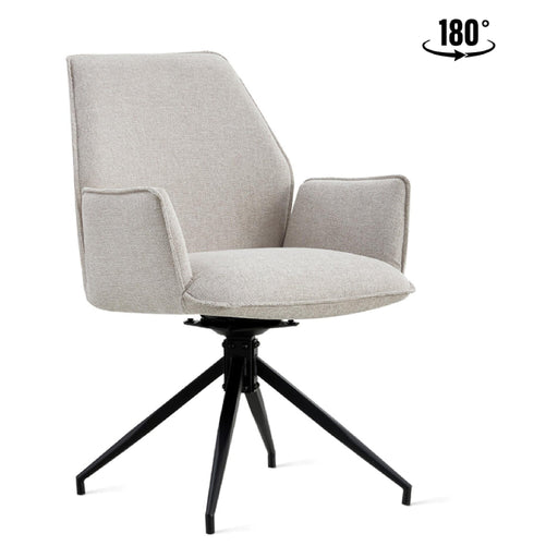 Set van 2 - Nest of Nora Draaibare eetkamerstoelen met armleuning Emmy - Beige linnen