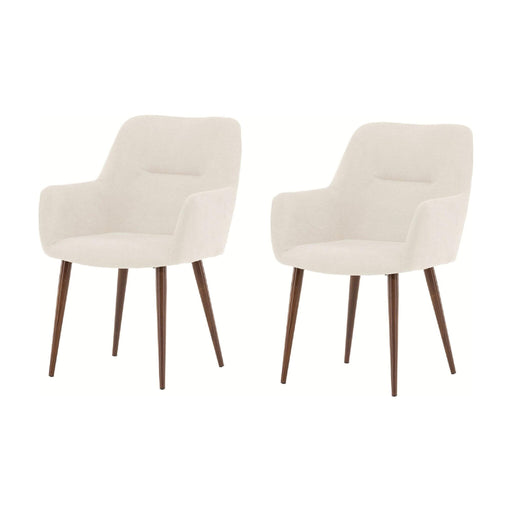 Set van 2 - Nest of Nora Eetkamerstoelen met armleuningen - Linnen bekleding - Beige