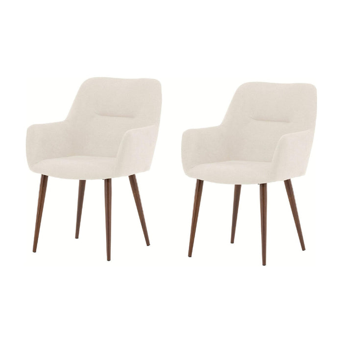 Set van 2 - Nest of Nora Eetkamerstoelen met armleuningen - Linnen bekleding - Beige