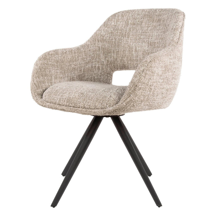 Set van 2 - Nest of Nora Eetkamerstoelen Tamo - Met armleuning - Draaibaar - Crème